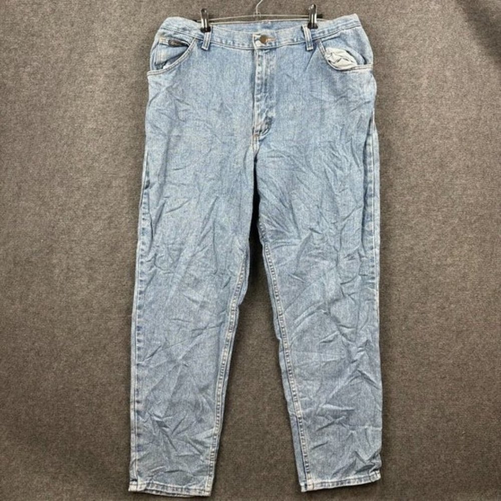 Wrangler Jeans Mens 32 Vintage Blue Western Denim Outdoor Work Pants Utility Zip